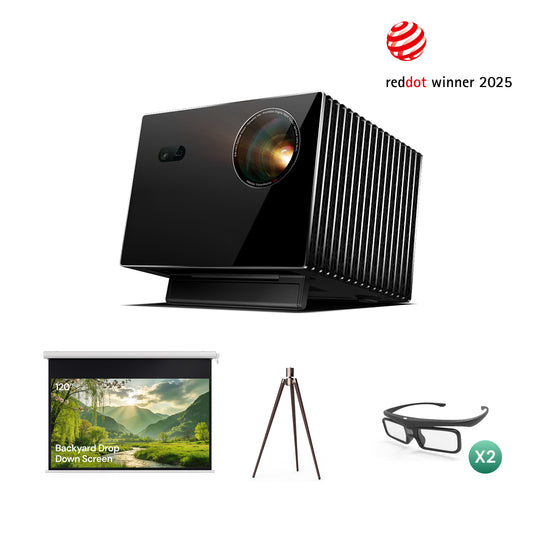 AWOL Valerion Max + Standfuß + 120" motorisierte Rollleinwand + Gratis 3D-Brillen (2 Paar)
