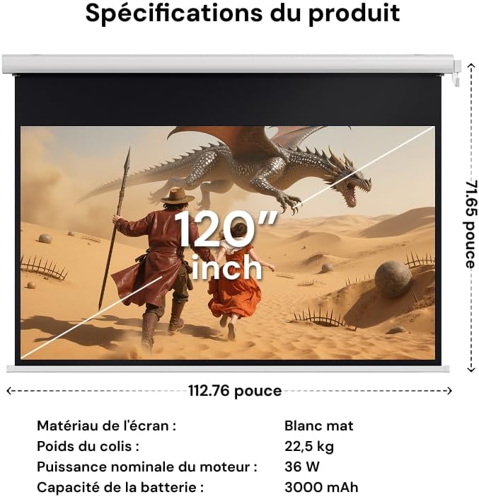 VisionMaster Max + Standfuß + 120" motorisierte Rollleinwand + Gratis 3D-Brillen (2 Paar)