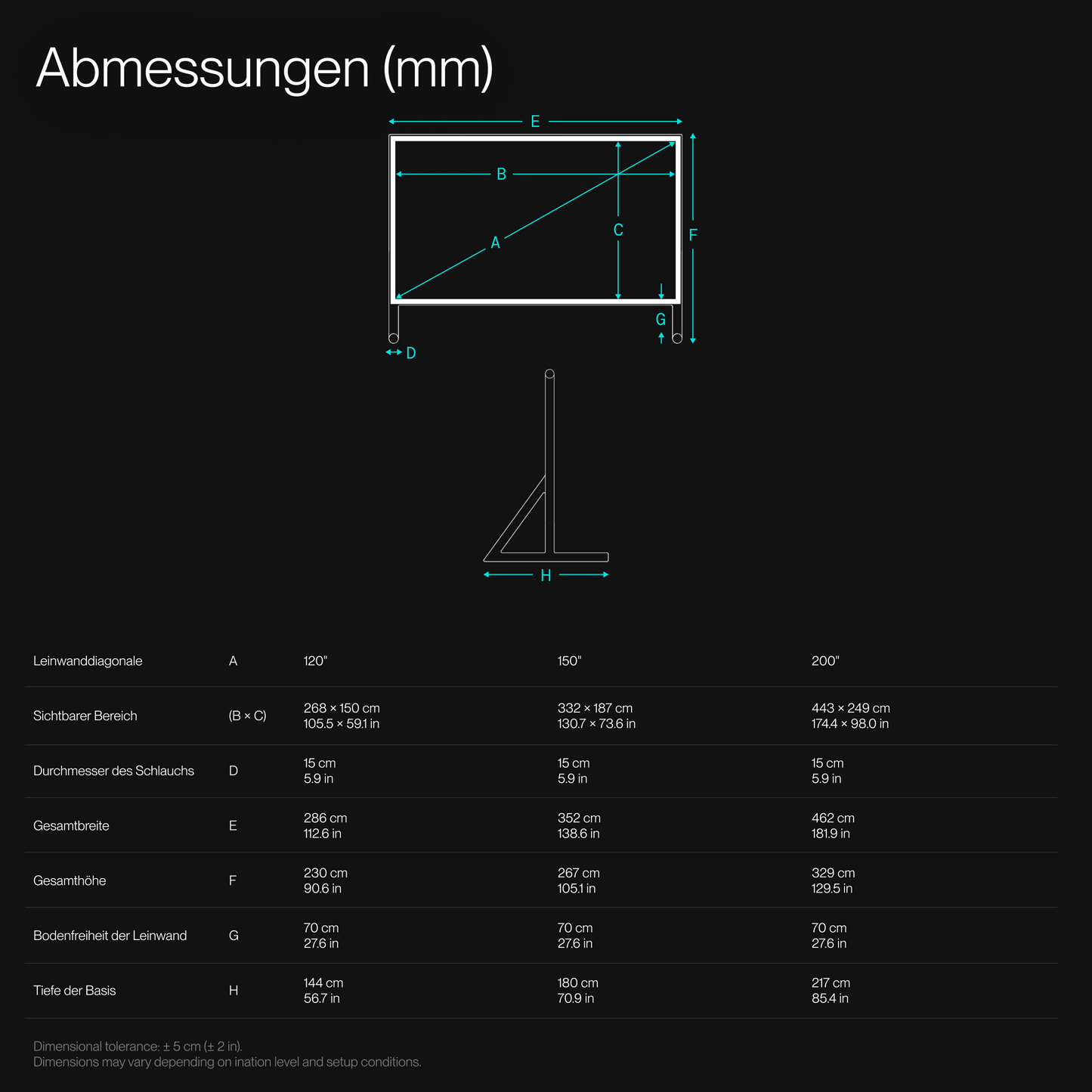 AWOL Valerion Aufblasbare Kinoleinwand für den Außenbereich.