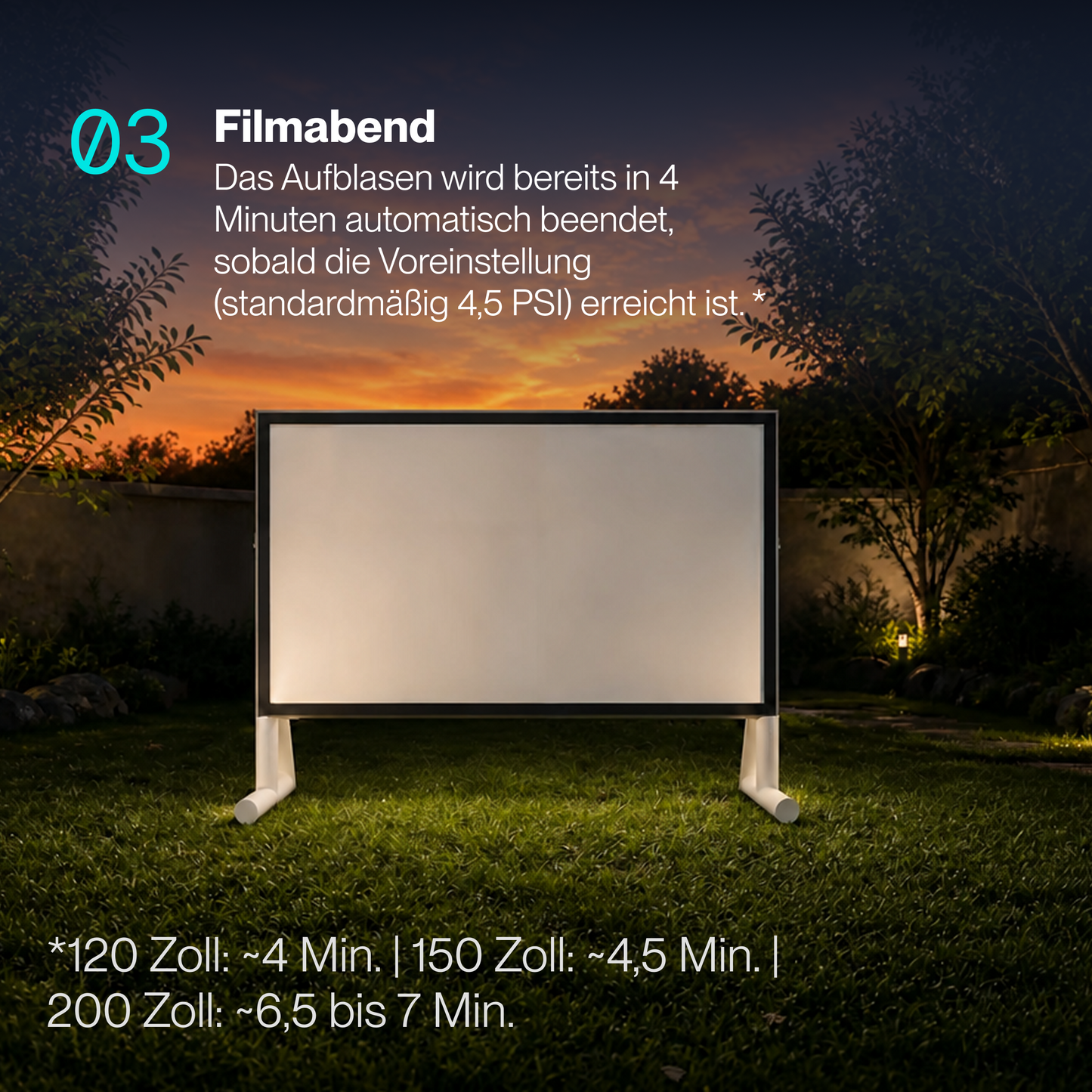 AWOL Valerion Aufblasbare Kinoleinwand für den Außenbereich.