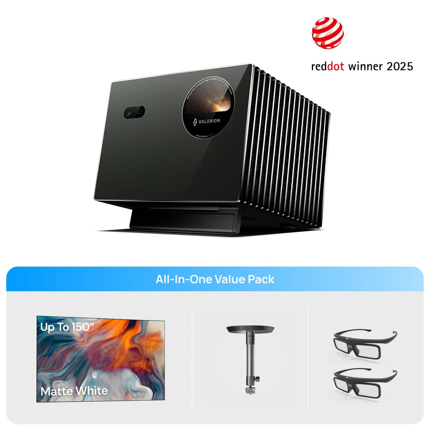 Pro2+Kostenlose weiße Leinwand & Deckenhalterung & 3D-Brille (EU & UK)
