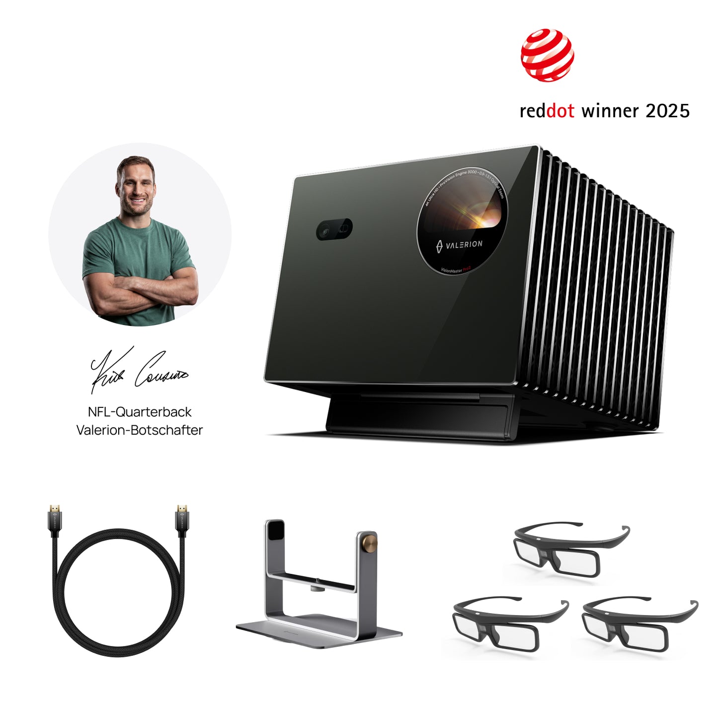 Valerion VisionMaster Pro2/Pro + Ständer + 3x 3D-Brillen + HDMI-Kabel（2m）