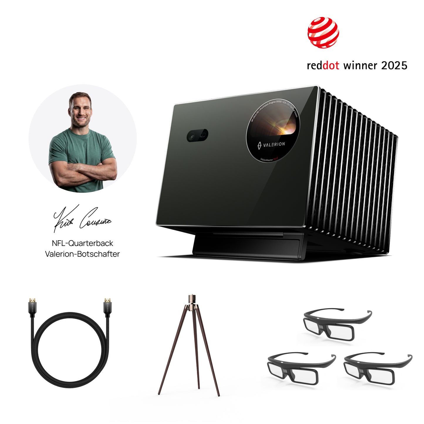 Valerion VisionMaster Pro2/Pro + Ständer + 3x 3D-Brillen + HDMI-Kabel（2m）