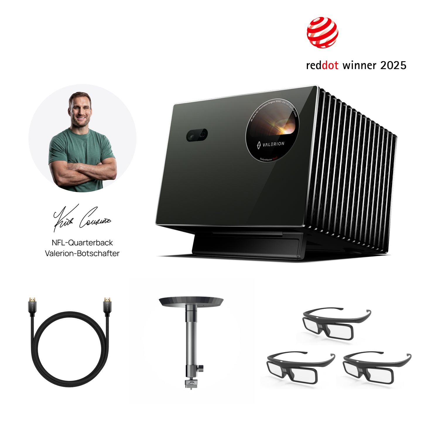Valerion VisionMaster Pro2/Pro + Ständer + 3x 3D-Brillen + HDMI-Kabel（2m）