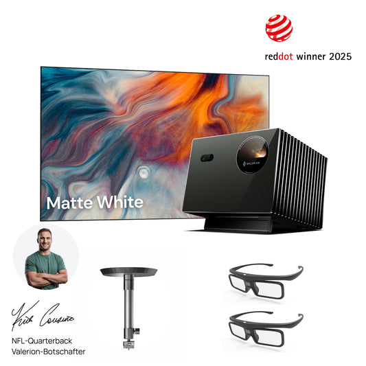 AWOL Valerion Pro 2+Weiße Leinwand & Deckenhalterung & 3D-Brille