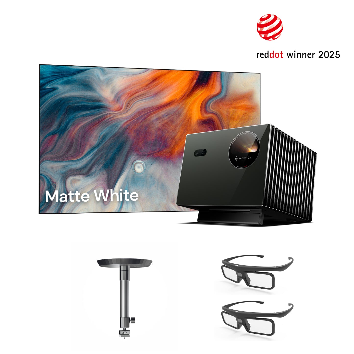 Valerion VisionMaster Pro2+Weiße Leinwand & Deckenhalterung & 3D-Brille
